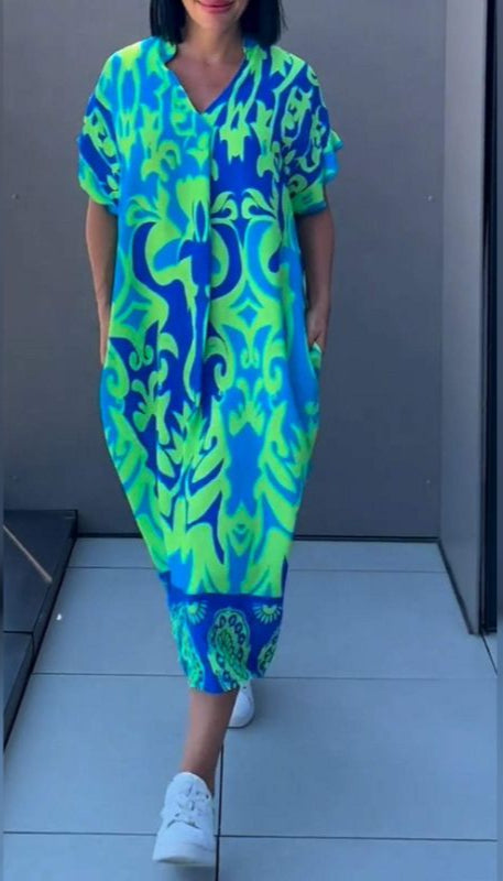 Nia | Floral V-Neck Midi Dress