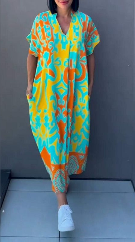 Nia | Floral V-Neck Midi Dress